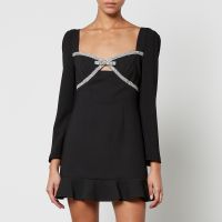 self-portrait diamante-embellished crepe mini dress - us 4uk 8