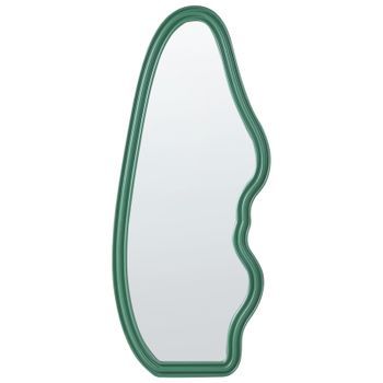 Espejo De Pared Moderno Colgante Decorativo 160 X 67 Cm Marco De Madera Forma Irregular Verde Rocles