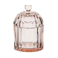 bombonera campana de vidrio rosa alt 12 cm