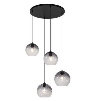Lámpara colgante art déco negra cristal ahumado