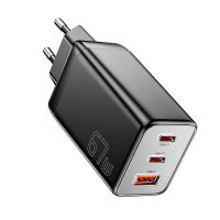 tecnologia gan cargador de pared rapido mensaje de 67w con 3 puertos usb 2 usb-cusb-a qc30 20 pd afc fcp scp bc1