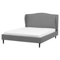 cama doble tapizada beige 160 x 200 cm con somier y cabecero estilo glamour colmar