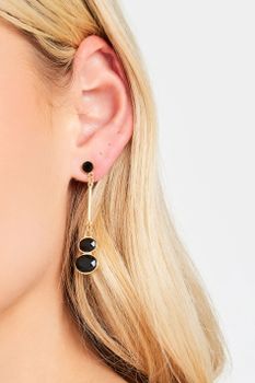Pendientes Largos Dorados Y Negros