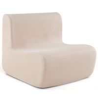 costway sillon sofa perezoso de suelo con terciopelo suave y soporte ergonomico comodo sofa de un solo asiento para lectura beige
