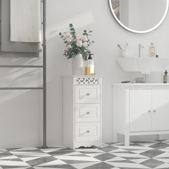 Armario De Almacenamiento De Mdf Homcom 29,8x29,8x68,5 Cm Blanco