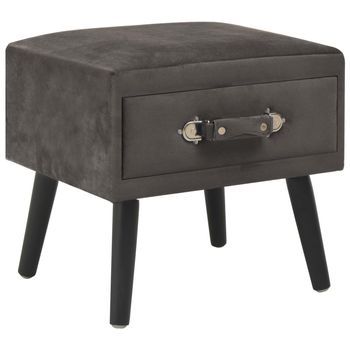 Pack 2 Uds Mesitas De Noche | Mesa Auxiliar | Mesilla 40x35x40 Cm Terciopelo Gris