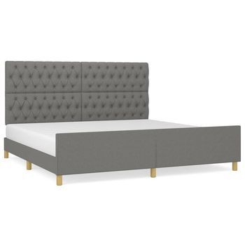 Estructura De Cama Con Cabecero Tela Gris Oscuro 200x200 Cm Vidaxl