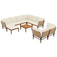10 uds madera de acacia solida y cuerda natural vidaxl