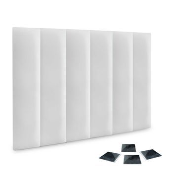 Dhome Juego De 6 Paneles Tapizados De Pana Premium Pack Autoadhesivos Para Pared Acústicos Absorbentes Protección Impactos (blanco, 60x20cm, X6)