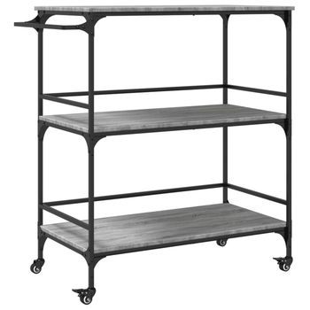 Carrito De Cocina，estantería De Cocina, Carrito De Servir Madera Ingeniería Gris Sonoma 100,5x50x105 Cm