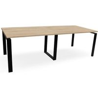 mesa de reuniones estructura metalica negra 240x100 cm roble ofilike