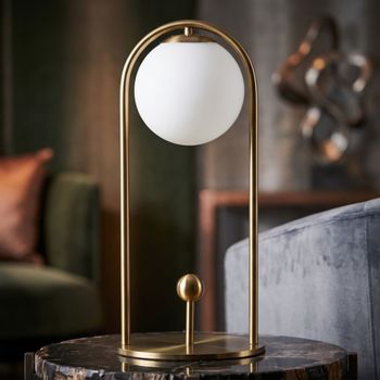 Lámpara de mesa con esfera de cristal blanco cm ø 21x47