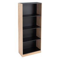 libreria 4 estantes negra y roble de 60x29x147 cm