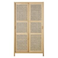 armario de 100 cm de roble y ratan con 2 puertas correderas
