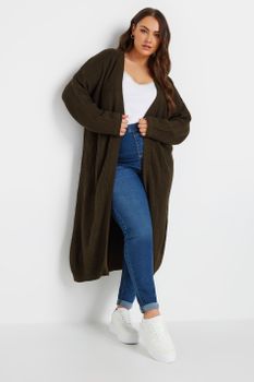 Yours Cárdigan Marrón Chocolate Largo, Mujer Curvy Y Tallas Grandes, Yours