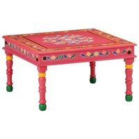 mesa de centro madera maciza de mango rosa pintada a mano vidaxl