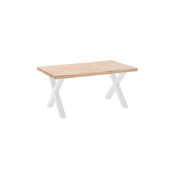 Mesa de comedor fija con patas metálicas 160x90cm roble salvaje blanco