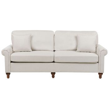 Sofá 3 Plazas Tapizado En Tela Estilo Chesterfield Con Respaldo Bajo Beige Ginnerup