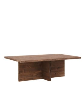 Mesa de centro de madera maciza en tono nogal de 120x40cm