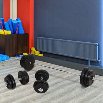 Juego De Pesas De 55kg Y Mancuernas 2en1 Homcom De Acero Pe, Negro