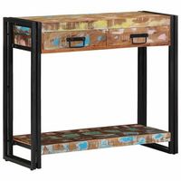 vidaxl mesa consola con cajon multicolor madera solida recuperada