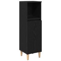 armario de bano  mueble de bano con estante roble negro 30 x 30 x 100 cm