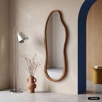 espejo de madera de hevea decorativo de pared nogal