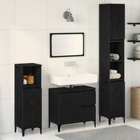 conjunto de muebles de bano set de 3 roble negro madera disenada v0745 unico  negro
