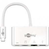 goobay hub usb-cusb 30rj45hdmi a usb-c hembramacho 015m blanco