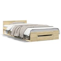 cama individual  cama para adultos  cama con cajon madera de ingenieria roble sonoma 75x190 cm