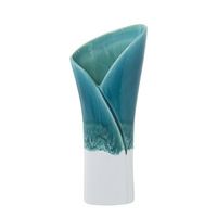 jarron azul petroleo y blanco brillo