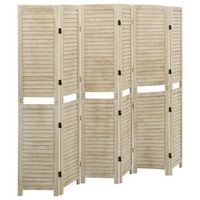 biombo de 6 paneles de madera maciza de paulownia 210x165 cm vidaxl