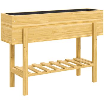 Outsunny Jardinière sur pieds huerto elevado de jardín en pie con 2 agujeros de drenaje en madera 100 x 30 x 70,5 cm madera natural