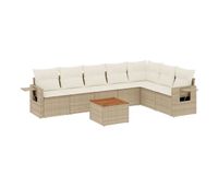 vidaxl juego de sofas de jardin con cojines beige 8 pzas ratan pe