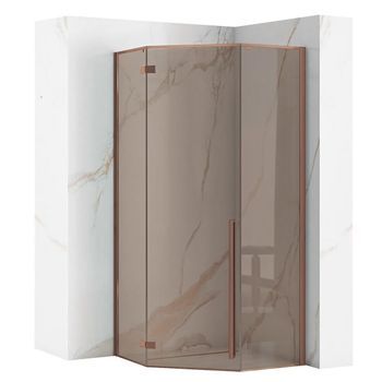 Cabina De Ducha + Plato De Ducha Rea Diamond Brush Copper 90x90