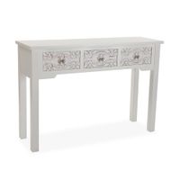 consola recibidor con 3 cajones en aglomerado efecto madera blanco