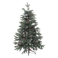 arbol de navidad verde pvc base de metal 120 cm efecto nieve con pinas bayas de acebo tradicional