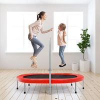cama elastica doble para 2 personas trampolin interior con empunadura y almohadilla de seguridad rojo 154 x 90 x 92-132 cm cfw41185