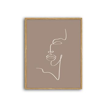 Cuadro de madera de roble natural, impresión en papel, 52x42x3 cm