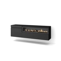 mueble tv television muebles de salon almacenaje 150x45x35cm para tv hasta 65 chimenea electrica colgado suspendido estilo moderno negro