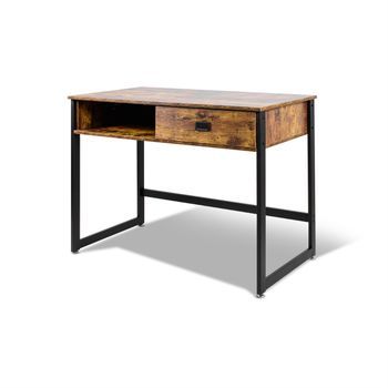 Otari - Mesa Escritorio De Estilo Industrial Con Cajón Y Estante, 110x50xh76 Cm