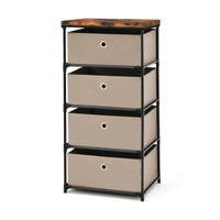 costway cajonera de tela de 4 niveles con 4 cajones marco de metal cajonera de almacenamiento mesita de noche para dormitorio pasillo