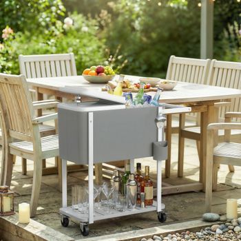 Carrito Nevera De Pu Pp Acero 84x38x83 Cm-outsunny. Gris