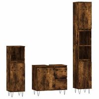 set de 3 uds muebles bano  armario de bano madera contrachapada roble ahumado