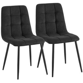 Set De 2 Sillas De Comedor Antibes De Pana Negro 55x45x84 Cm Clp