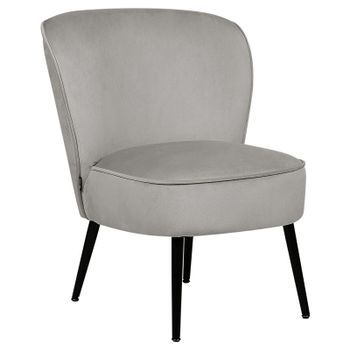 Sillón Decorativo Acolchado Sin Reposabrazos Sala De Estar Terciopelo Gris Claro Voss