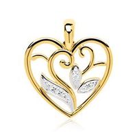 colgante corazon floral de oro 14 quilates con diamante