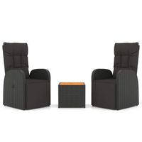 juego muebles jardin 3 pzas madera acacia ratan sintetico negro vidaxl