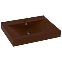 lavabo de lujo agujero de grifo ceramica marron oscuro 60x46 cm vidaxl
