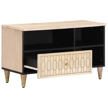 Mueble Tv | Mueble De Salón | Armario Tv Madera Maciza De Mango 80x33x46 Cm